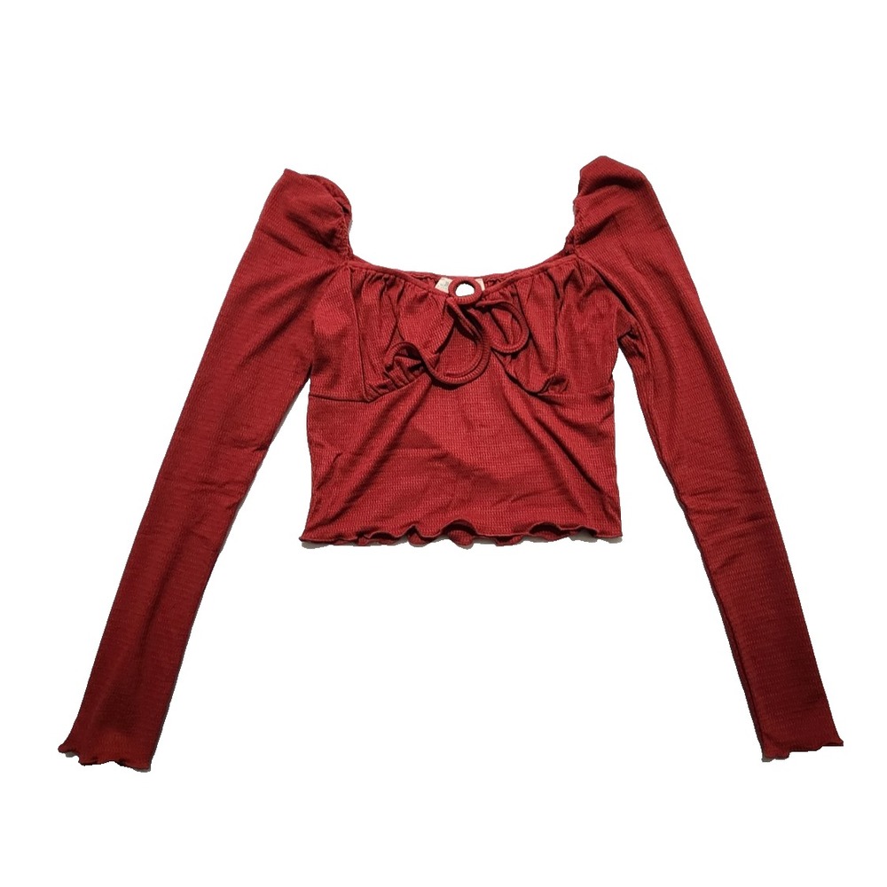 Bear Dance Womens Sholder Off Top Shirt Burgundy Size Large